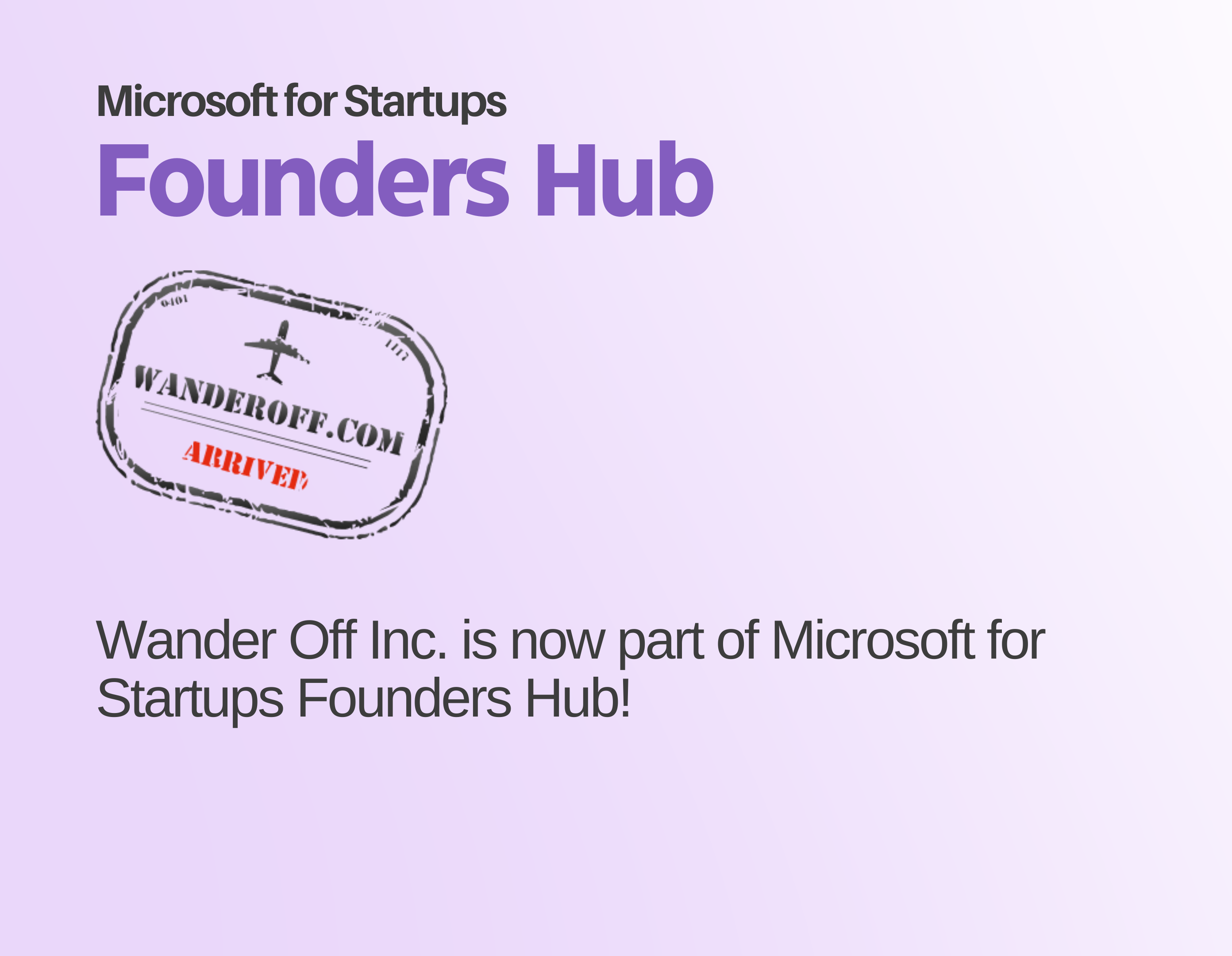 Wander Off Inc. Joins Microsoft Startups Founders Hub